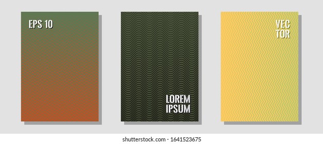 Abstract shapes of multiple lines halftone patterns. Scientific style mix. Zigzag halftone lines wave stripes backdrops. Modern branding. Cool abstract shapes gradient texture backgrounds.
