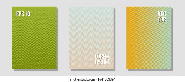 Abstract shapes of multiple lines halftone patterns. Minimalist geometry. Zigzag halftone lines wave stripes backdrops. Dynamic retro fashion. Cool abstract shapes gradient texture backgrounds.