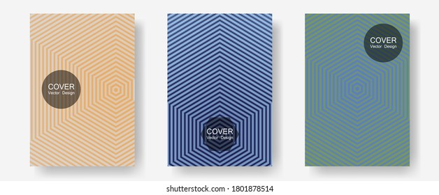 Abstract shapes of multiple lines halftone patterns. Music album adverts. Halftone lines annual report templates. Trendy magazines. Cool abstract shapes gradient texture backgrounds.