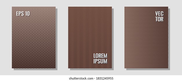 Abstract shapes of multiple lines halftone patterns. Corporate catalogs. Zigzag halftone lines wave stripes backdrops. Scientific style mix. Cool abstract shapes gradient texture backgrounds.