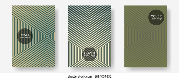 Abstract shapes of multiple lines halftone patterns. Minimalist geometry. Halftone lines annual report templates. Presentation backdrops. Cool abstract shapes gradient texture backgrounds.