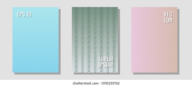 Formas abstractas de múltiples líneas de patrones de semitonos. Carteles hipster. Zigzag líneas de semitono ondulan rayas de fondo. Notas educativas. Unas formas abstractas y frescas degradan los fondos de textura.