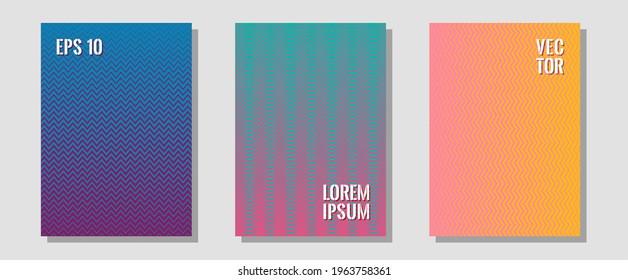 Abstract shapes of multiple lines halftone patterns. Simple book covers. Zigzag halftone lines wave stripes backdrops. Presentation backdrops. Cool abstract shapes gradient texture backgrounds.