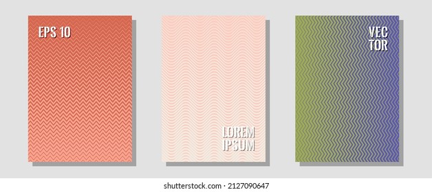 Abstract shapes of multiple lines halftone patterns. Vivid mockups samples. Zigzag halftone lines wave stripes backdrops. Modern branding. Cool abstract shapes gradient texture backgrounds.