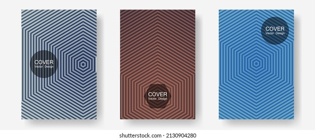 Abstract shapes of multiple lines halftone patterns. Modern branding. Halftone lines annual report templates. Neoteric composition. Cool abstract shapes gradient texture backgrounds.