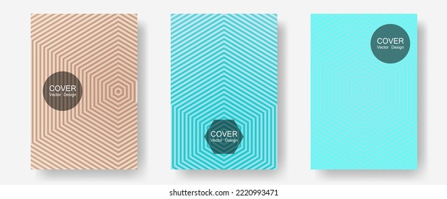 Abstract shapes of multiple lines halftone patterns. Trendy magazines. Halftone lines annual report templates. Laconic nifty mockups. Cool abstract shapes gradient texture backgrounds.