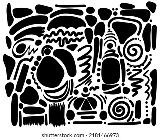 Formas abstractas sobre fondo blanco. Diferentes garabatos. Elemento de diseño de vectores. 