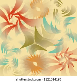 Abstract shapes on yellow background.