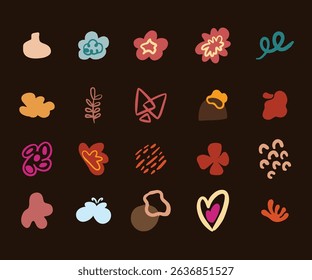 Abstract shapes organic pattern sticker Vector 