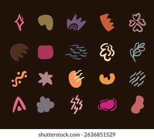 Abstract shapes organic pattern sticker Vector 