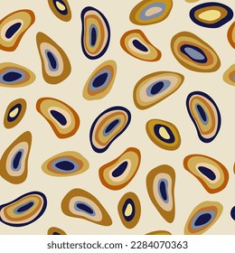 abstract shapes oval eyes, spots and circles on a light background. seamless colorful pattern
