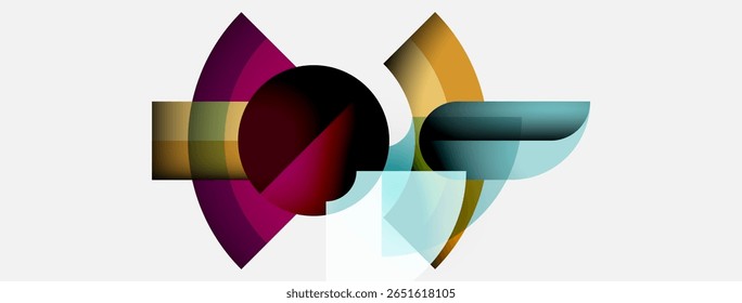 Las Formas Abstractas se superponen, creando una composición dinámica. Los Colores se mezclan, sugiriendo movimiento, energía, estética de diseño moderno.