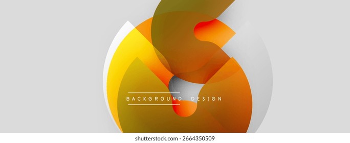 Abstrakte Formen überlappen sich und erzeugen eine dynamische Komposition. Es dominieren warme Farben mit subtilen Farbverläufen. Minimalistisches Design für Hintergründe.