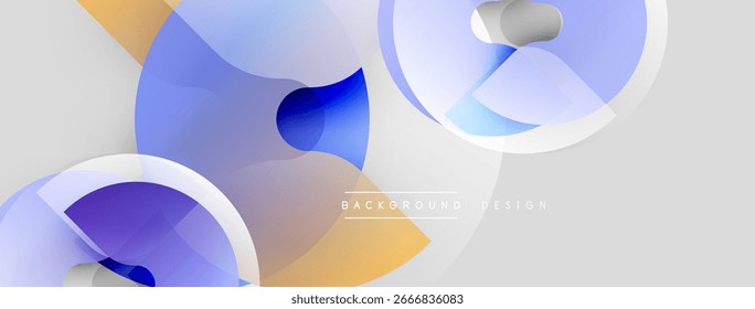 Abstract shapes overlap, creating dynamic composition. Soft blue, yellow hues dominate design. Modern, minimalist aesthetic.