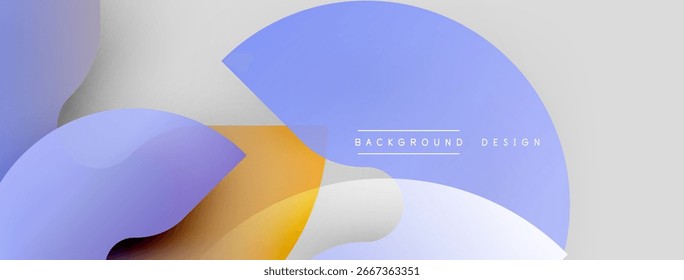 Las Formas Abstractas se superponen, creando una composición dinámica. Gradientes suaves, colores pastel dominan el diseño. Estética minimalista, sensación moderna.