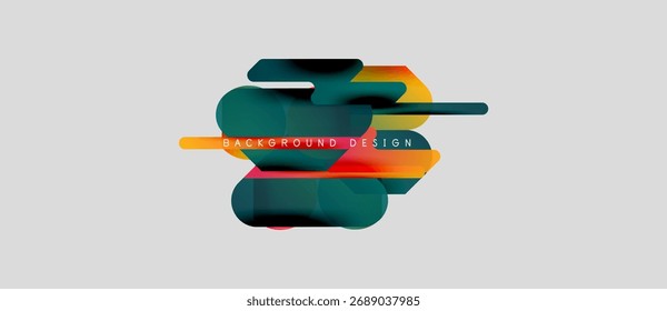 Abstract shapes overlap, creating dynamic visual effect. Colors blend, forming modern background design. Minimalist style.