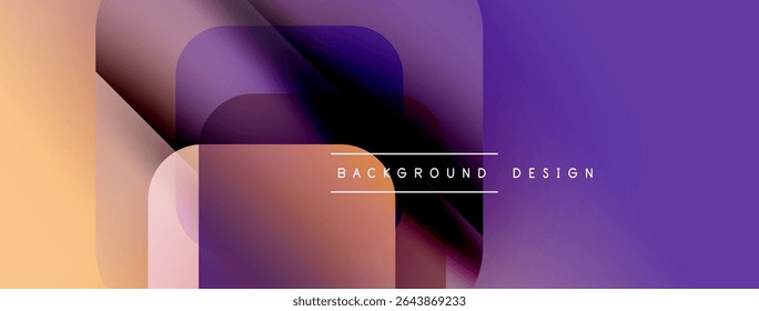 Abstract shapes overlap, creating gradient color transitions. Design features peach, purple hues. Minimalist aesthetic, modern feel.