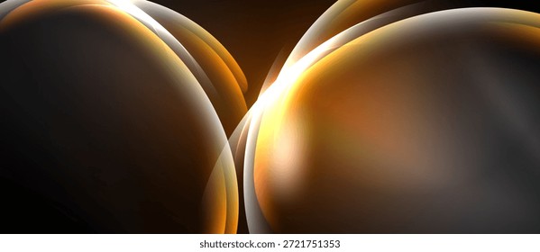 Formas abstratas se sobrepõem, criando realces dourados luminosos contra o plano de fundo escuro. Gradientes suaves sugerem volume, profundidade.