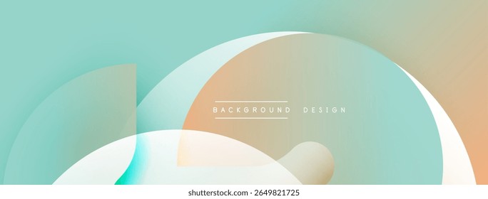 Abstract shapes overlap, creating soft gradients. Light blue, peach tones dominate design. Minimalist aesthetic, modern feel.