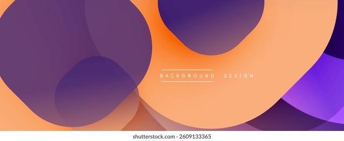 Abstract shapes overlap, creating vibrant gradients. Warm orange blends into cool purple. Minimalist design with text background design. Modern aesthetic.
