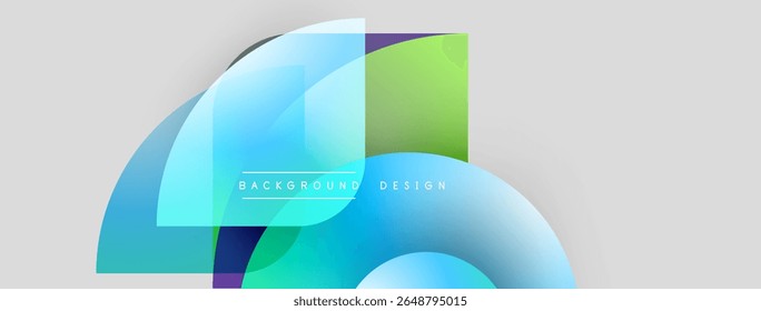 Abstract shapes overlap, creating vibrant color gradients. Modern design elements suggest digital art, background texture. Clean aesthetic.