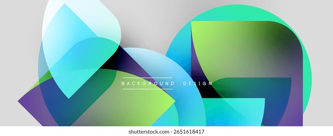 Abstract shapes overlap, creating vibrant color blends. Soft gradients suggest movement, modern design aesthetic. Light background enhances visual impact.
