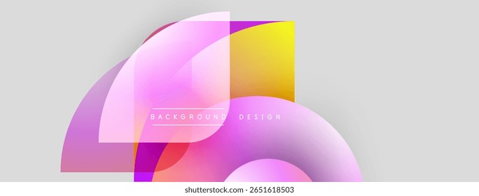 Abstrakte Formen überlappen sich und erzeugen lebendige Farbverläufe. Weiche Rosa, Gelb, Orangen mischen sich auf hellgrauem Hintergrund. Minimalistisches Design