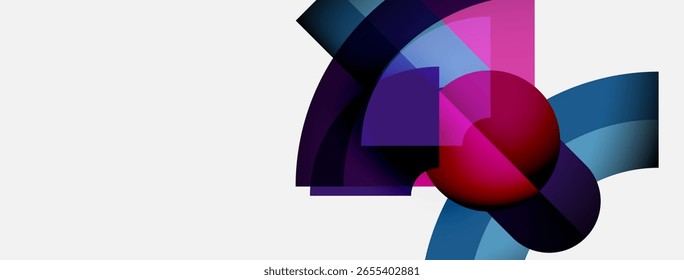 Las Formas Abstractas se superponen, creando mezclas de colores vibrantes. Los tonos rosa, púrpura y azul dominan el fondo blanco. Elemento de diseño moderno.