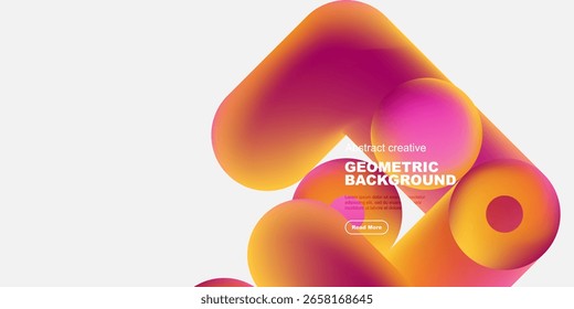 Abstract shapes overlap, creating vibrant gradient effect. Text present suggests geometric background design. Minimalist style, modern aesthetic.