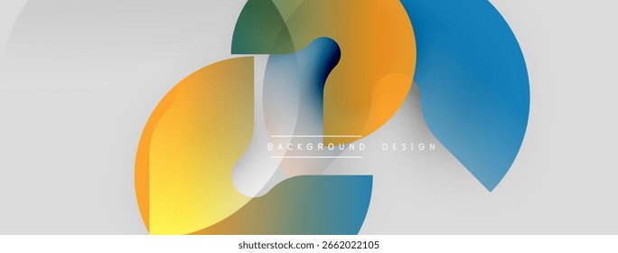 Formas abstratas se sobrepõem, criando gradientes de cores vibrantes. Design moderno com transições suaves, ideal para fundos.