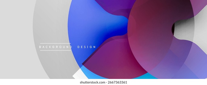 Las Formas Abstractas se superponen, creando Gradientes de colores vibrantes. Los Elementos de diseño modernos sugieren fluidez, innovación, tecnología. Estética minimalista.