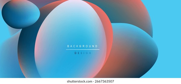 Formas abstratas se sobrepõem, criando vibrantes gradientes azuis e vermelhos. Design moderno parece fluido, dinâmico. O histórico sugere tecnologia, inovação.