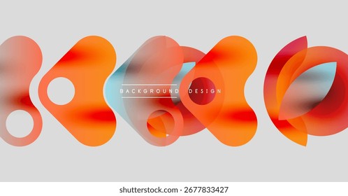 Abstract shapes overlap, creating vibrant orange, red tones. Minimalist design with text background design centered. Clean, modern aesthetic.