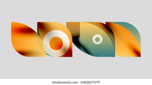 Abstract shapes overlap, creating vibrant color gradients. Design features smooth transitions, modern aesthetic.