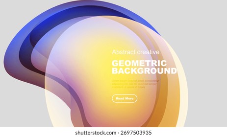 Formas abstratas se sobrepõem, criando gradientes de cores vibrantes. O texto promove uma maior exploração. Elementos de design modernos apresentam uma estética limpa.
