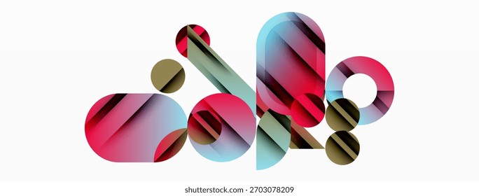 Formas abstratas se sobrepõem, criando misturas de cores vibrantes. Formas geométricas sugerem profundidade, textura, design moderno. Composição minimalista, estética limpa.