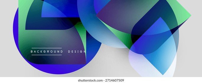 Las Formas Abstractas se superponen, creando Gradientes de colores vibrantes. Los Elementos de diseño modernos sugieren fluidez, dinamismo e innovación. Fondo presenta etiquetas de texto.