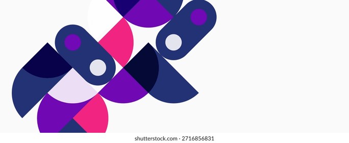 Abstract shapes overlap, creating vibrant purple, pink hues. White background provides contrast, modern aesthetic. Simple design.