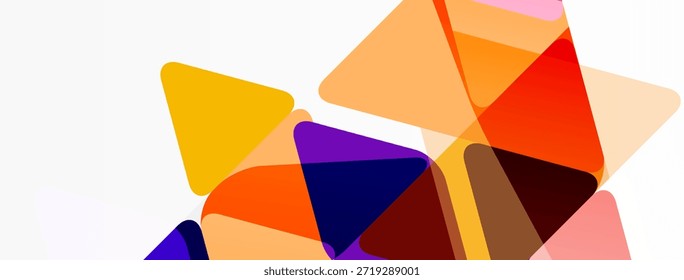 Abstract shapes overlap, creating vibrant color blends. Orange, purple, yellow tones dominate white background. Modern design element.