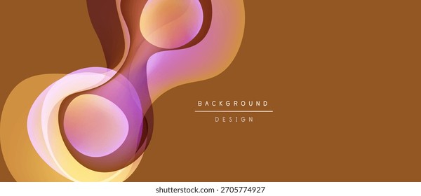 Abstrakte Formen überlappen sich und erzeugen warme Farbverläufe. Design verfügt über fließende Linien, weiche Schatten, moderne Ästhetik. Der Hintergrund suggeriert Eleganz, Einfachheit.