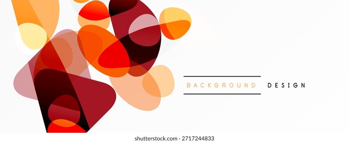 Formas abstratas se sobrepõem, criando paleta de cores quentes. Elemento de design moderno para fundos, banners, apresentações.