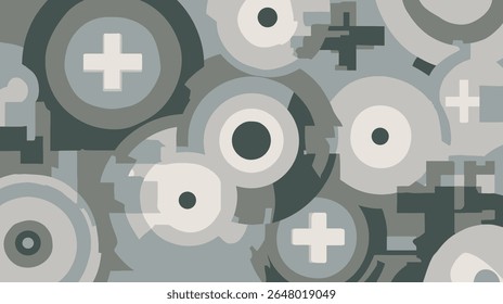 Abstract shapes overlay neutral color scheme in chaotic arrangement background illustration