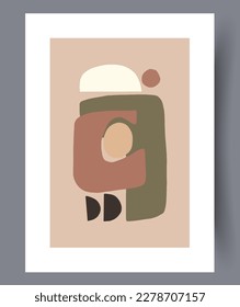 Abstract shapes pastel boho wall art print. Contemporary decorative background with boho. Printable minimal abstract shapes poster. Wall artwork for interior design.