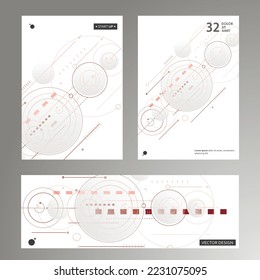 Abstract shapes pattern illustration. Circles and lines and squares digital technology background. Futuristic concept structure elements design
