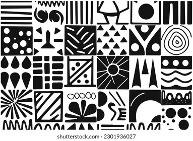 abstract shapes pattern minimalist ,abstract shapes trendy hand drawn