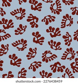 Abstract shapes pattern. Vector endless texture on blue background. Print for woman wear, wrapping paper, home textile.