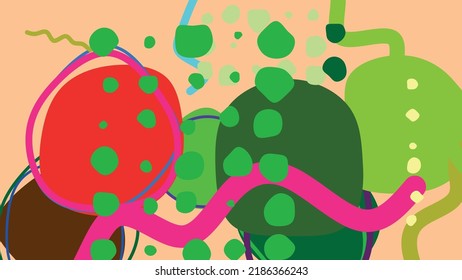 Abstract Shapes Picture. Contemporary Modern Trendy Vector Illustration. Geometric Bauhaus Design. Nordic Paintings. Wall Art Abstract Scandinavian Background. Drip Art