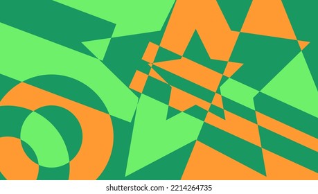 Abstract Shapes Picture. Contemporary Modern Trendy Colors Illustration.  Geometric Bauhaus Fine Art. Wall Art Abstract Background. Perfect for web banner, presentation, print, pattern, template