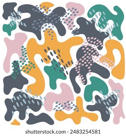 Children’s abstract shapes. Children’s abstract shapes poster. Abstract organic curves matisse inspired poster. Vector illustration in flat style.