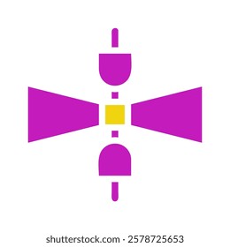 Abstract shapes in purple and yellow connection point